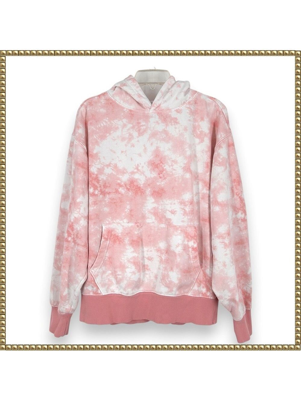 Old Navy Tie Dye Pullover Hoodie Peach Pink White Large